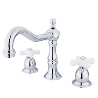 Kingston Brass Ks1971px Heritage Widespread Lavatory Faucet With Porcelain Cross on sale Kingston Brass Ks1971px Heritage Widespread Lavatory Faucet With Porcelain Cross on sale