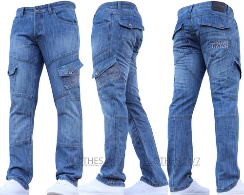 Mens CROSSHATCH Designer Cargo Combat 