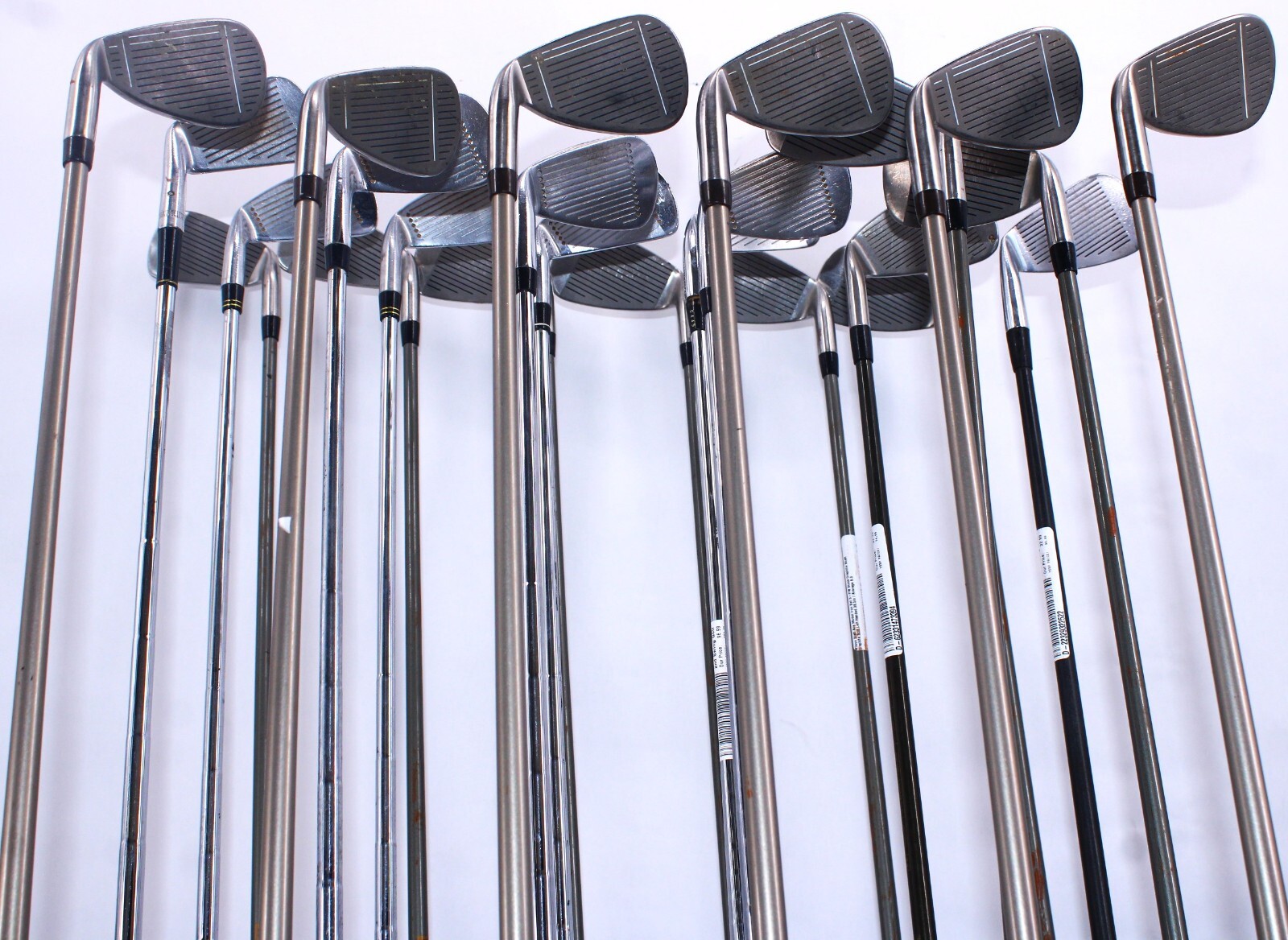 Lot of 24 Mixed Golf Clubs of Various Lengths, Lofts, Flexes, Left