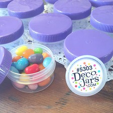 10 JARS Wide Mouth 1 oz Container Plastic Bottle PURPLE Screw Cap 5303 DecoJars