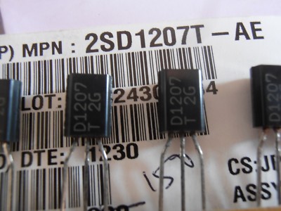 2PCS  2SD1207T  50v 2A 1W NPN Bipolar Transistors BJT Low VCE(sat)  TO92 ON