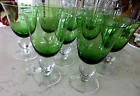 10 Green Fluted Goblets Clear Ball Stem 6 1/2Hx3 3/4" Rim