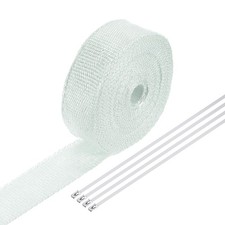 Fiberglass Exhaust Wrap Tape,2"x33' White Header Heat Wrap with 4 Stainless Ties