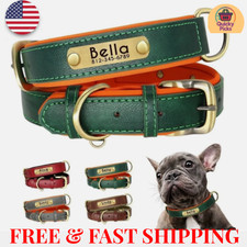 Soft Leather Personalized Dog Collar ID Tag Engraved for Small Medium Large Dogs