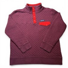Patagonia Women's Medium Plum Quilted Snap T Pullover Organic Cotton Sweater