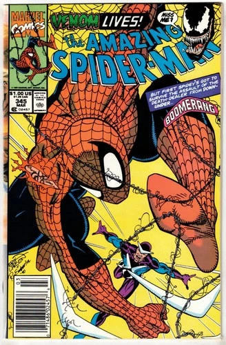 AMAZING SPIDER-MAN #345 (1991)-CLETUS KASADY INFECTED-ERIK LARSEN-NEWSSTAND- VF+