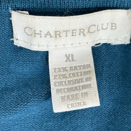 Charter Club Sequin Trim Boxy Cardigan Sweater Women’s XL Teal Blue Preppy - Picture 7 of 14