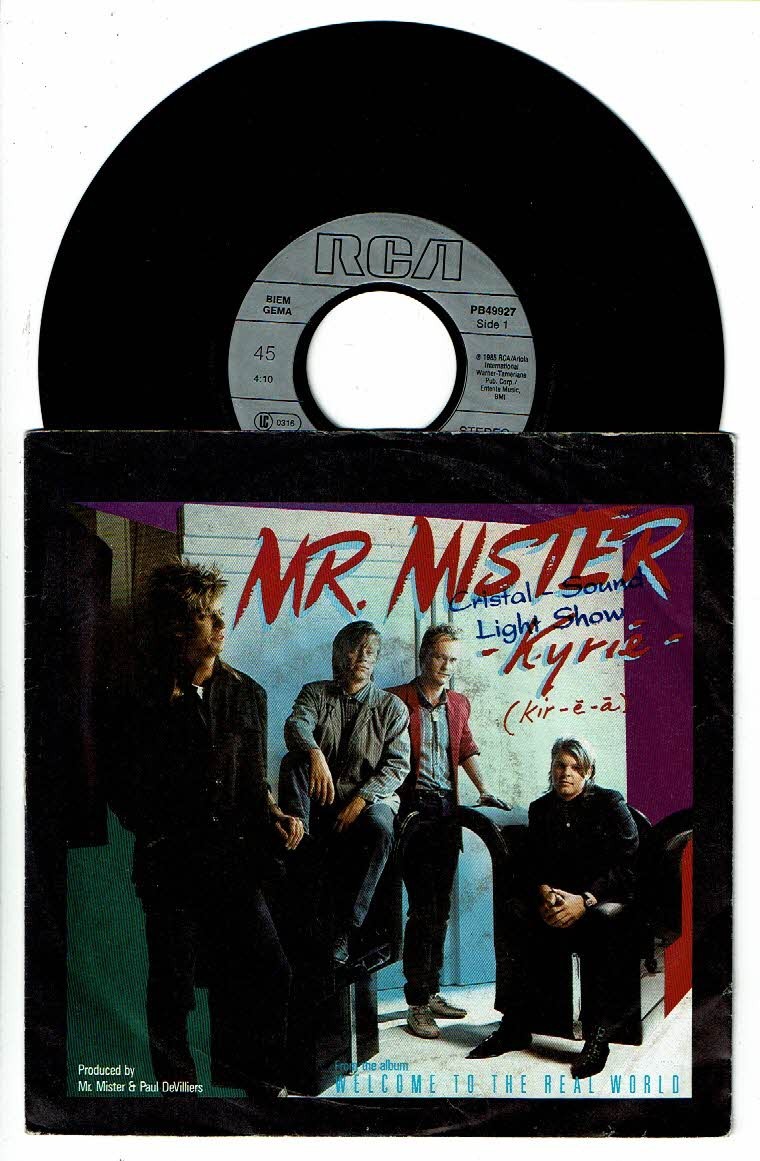 MR. MISTER 45 RPM 7"" Single KYRIE - Run to Her RCA 49927 TBE EX