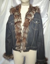 Giacca Donna Jeans Denim e Pelliccia marca Please Made in Italy