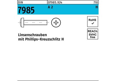 Reyher Linsenschraube DIN 7985 m.Kreuzschlitz-PH M 4 x 60 -H A 2