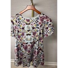 Kimchi Blue Floral Open Back Mini Dress Womens Small Puff Sleeve Rayon OB516427