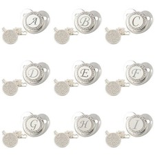 Pacifier Clip Infant Nipple Shower 26 Initial Letters Baby Gift Silver Pacifiers