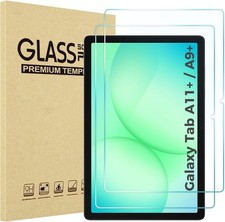 Scratch-Resistant 2 Pack Glass Protector for Galaxy Tab A11 Plus/A9 Plus 11"