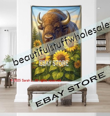Bison Wall Tapestry Prairie Nature Style decor hanging 59X82 in