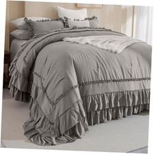 Oversized California King Ruffled Oversized California King Plus 128x120 Grey