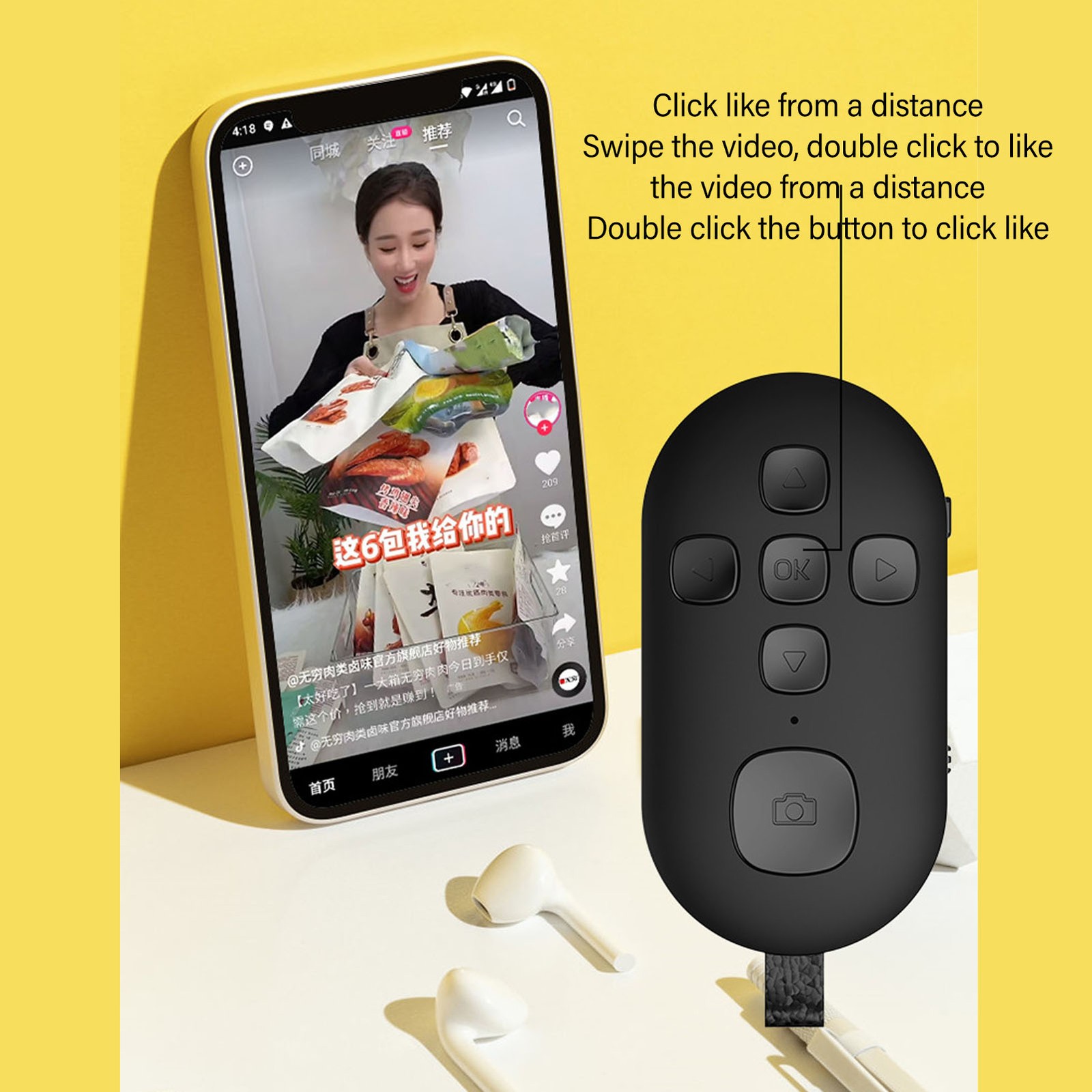 Bluetooth Remote Control Selfie Clicker For Smartphone Tablets Hands Free New