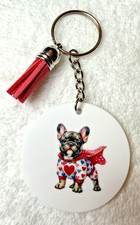 Handmade Valentine French Bulldog Puppy Keychain w/ Pink Tassel-Dog Lover Gifts