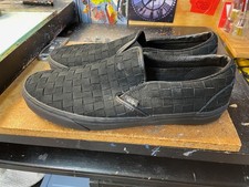 Vans Classic Slip On Woven Suede Black Black Sz US 11.5 Men New VN000Z7ABKA Rare