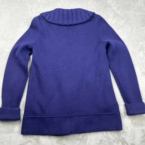 Cardigan Lands End blu con bottoni ancoraggio doppiopetto in maglia pavone XS - Foto 15 di 18