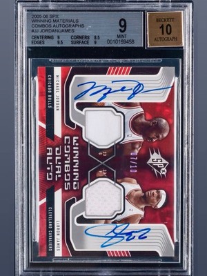 2005 SPX Michael Jordan Lebron James Winning Materials Dual Auto #/10 BGS 9/10!