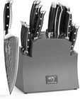 16PCS Damascus Kitchen Knife Set with Black Block
