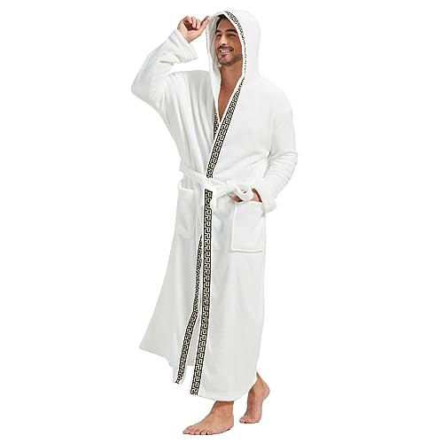 Mens Robes Big and Tall with Hood X-Large-XX-Large Big Tall White & Black Trim - Picture 2 of 7