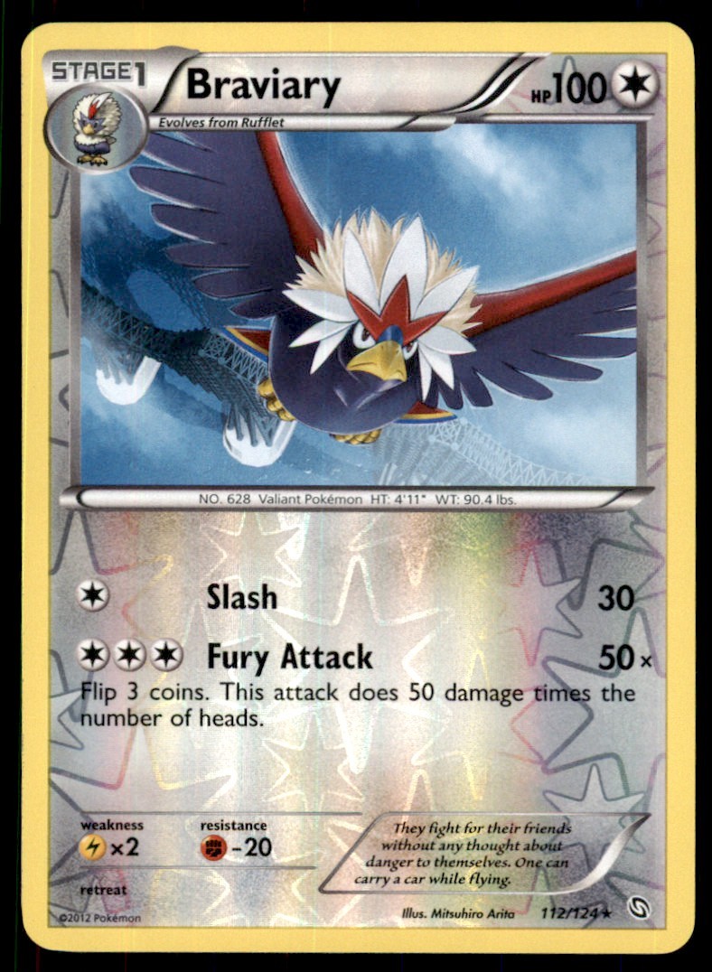 2012 Black & White - Dragons Exalted Reverse Holo Braviary Stage 1/Rare #112