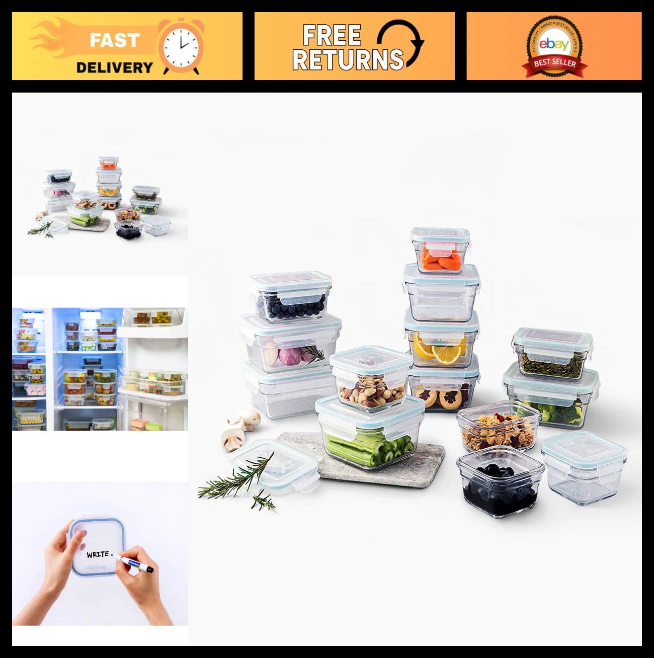 28-Piece Glass Food Storage Container Set - Oven & Microwave Safe, BPA-Free
Opens in a new window or