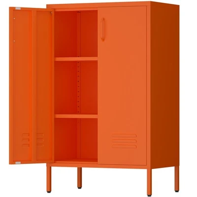 MARCREE 2 Door Metal Accent Cabinet, Metal Locker Storage Cabinet with Doors and Shelves