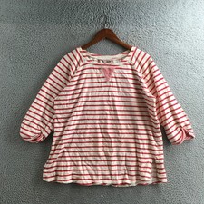 White Stag Sweater Womens XXL Red Off White Cotton Striped 3/4 Sleeve Pullover