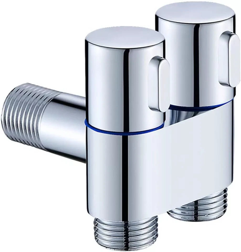 1 en 2 salidas doble válvula de control grifo de inodoro de mano rociador ducha bidé spray Foto 2 de 4