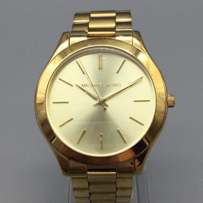 Michael Kors Runway Womens Watch 41mm Gold Tone MK-3179 New Battery 7.75''