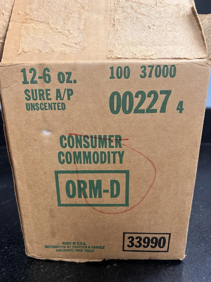 Винтаж 1988 Sure антиперспирант и дезодорант без запаха 6 унций банка коробка из 12 банок - Изображение 4 из 4