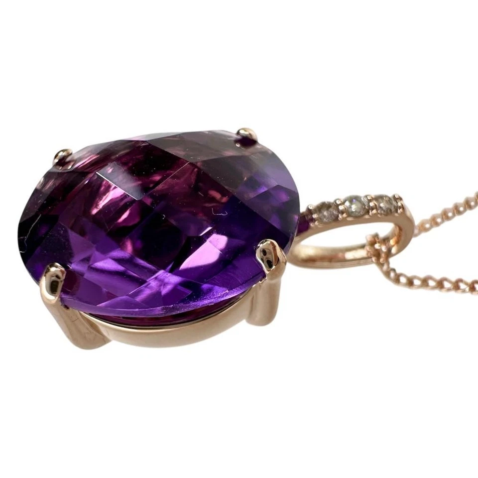 Collana ametista (con perline trasparenti all'interno) diamante 3,55 ct... - Immagine 4 di 4