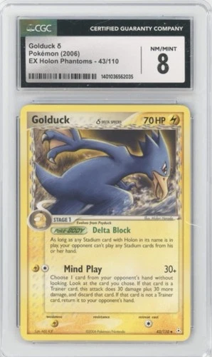 Pokemon Golduck Delta Species 43/110 EX Holon Phantoms CGC 8