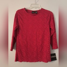 Erika Red 3/4 Sleeve Blouse