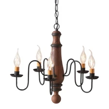 Handcrafted 5-Arm Medium Norfolk Wood Chandelier in Hartford Pumpkin Made in USA