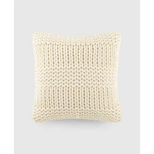 Ivory Cozy Chunky Knit Acrylic 20 In. X 20 In. Decor Throw Pillow