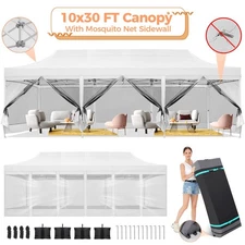 10x30ft Pop up Canopy Heavy Duty Tent with Mosquito Net Outdoor Instant Gazebo