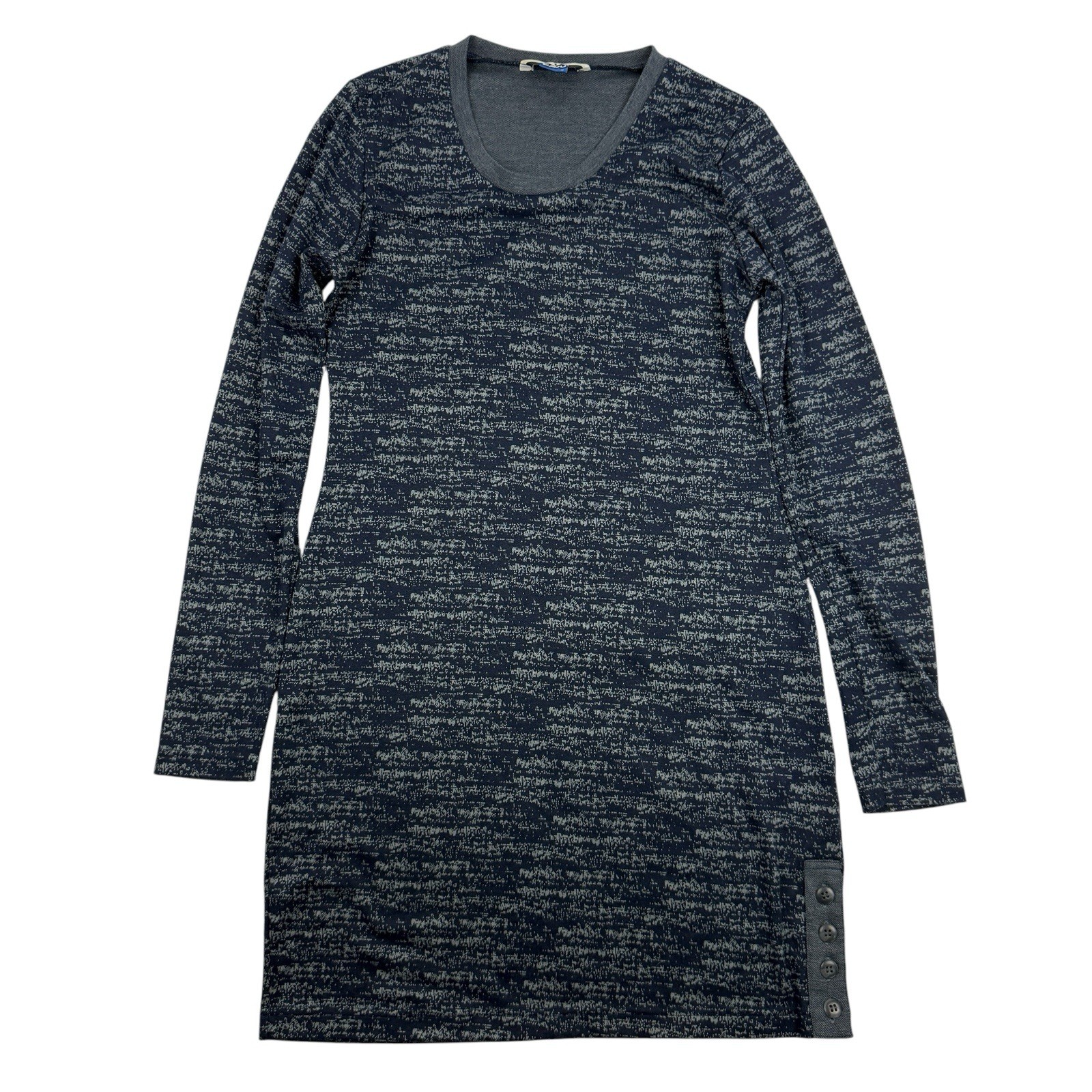 Kavu Sweater Dress Blue Gray Long Sleeve Rayon Polyester Blend Stretch Sz S