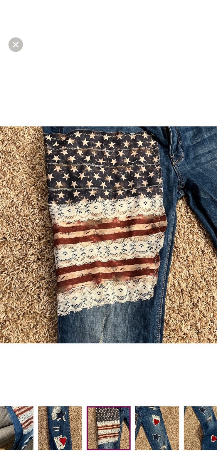 Upcycled Express Distressed Patchwork Embroidered… - image 9