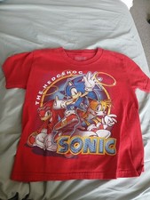 Boys 6-7 100 Cotton Red T Shirt With Sonic The Hedgehog Design
