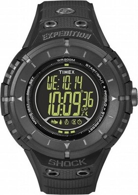 Timex T49928 Men's Expedition Shock Compass Vibrating Alarm Black/Negative 