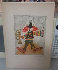 Judith Bledsoe Clown with Trumpet A Little Circus Lithograph 15/250 Signed