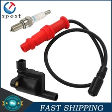 For 2008 2009-2012 Polaris Ranger 500 4x4 Ignition Coil w/ Wire Cap & Spark plug