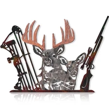 Metal Deer Hunting Room Decor Deer Decor for Home Rustic Cabin Wall Art Cabin...