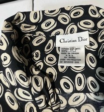 vtg Christian Dior womens 12 button long sleeve shirt top donut print geometric