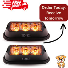 2PCS 3-LED Strobe Lights Amber Waterproof Emergency Beacon Flash Lights...
