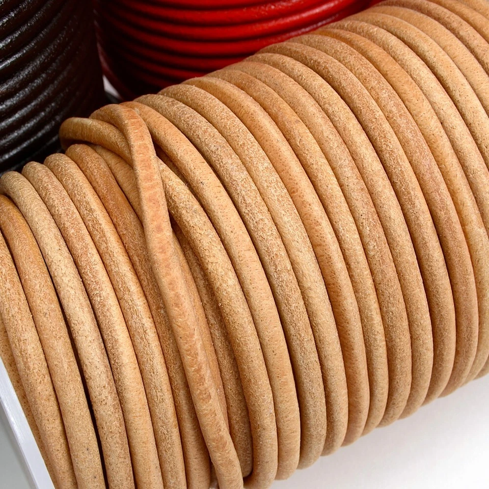Круглый масляный шнур из натуральной кожи - 3 мм 1 метр цвет кожаный шнур, браслет он - Изображение 3 из 4