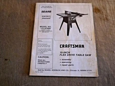 Craftsman Sears - 113.241680 FLEX DRIVE  10" Table Saw Manual